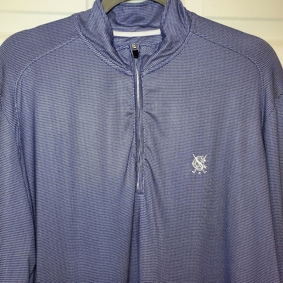 JOHNNIE-O Size L Mens Blue 1/4 Zip Cotton Blend Performance Sweater Pullover - Picture 4 of 11